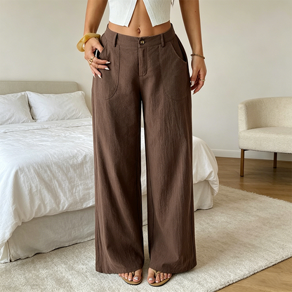 🔥LETZTER TAG 50% RABATT ☀️🛍️Damen Sommer Klassische Palazzo Hose aus Baumwoll-Leinen-Gemisch, leicht