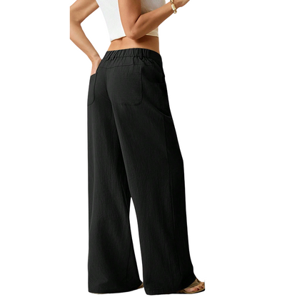 🔥LETZTER TAG 50% RABATT ☀️🛍️Damen Sommer Klassische Palazzo Hose aus Baumwoll-Leinen-Gemisch, leicht