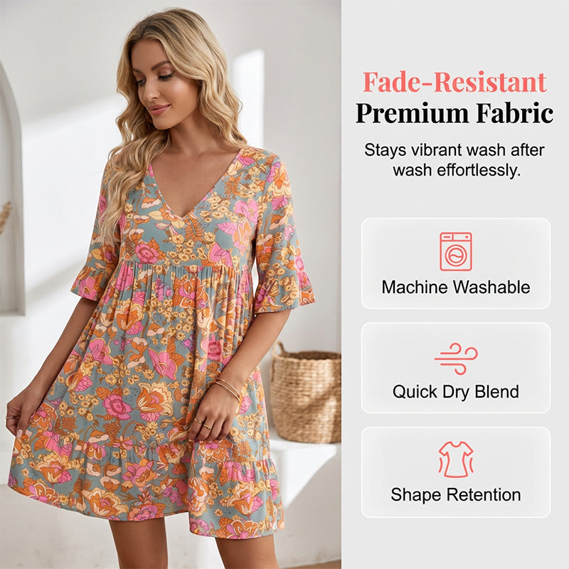 🌸 Chic Summer Vibes: Floral V-Neck Dress For Every Occasion🌞