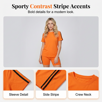 🏃‍♀️ Stay Active & Stylish: Women's Casual Short-Sleeve Top And Shorts Set For Your Summer Vibes☀️