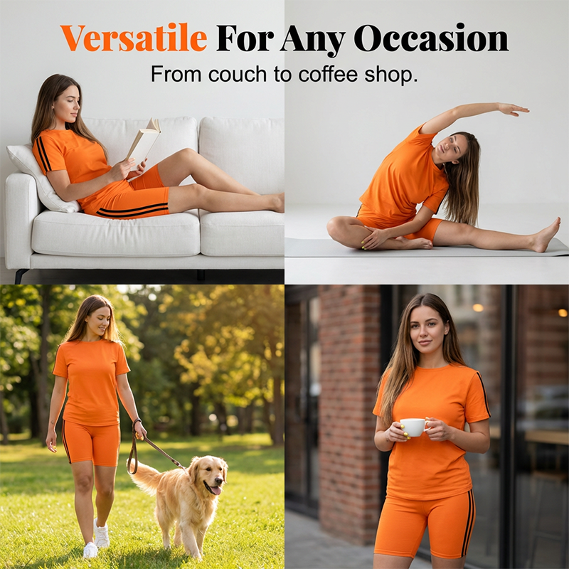 🏃‍♀️ Stay Active & Stylish: Women's Casual Short-Sleeve Top And Shorts Set For Your Summer Vibes☀️