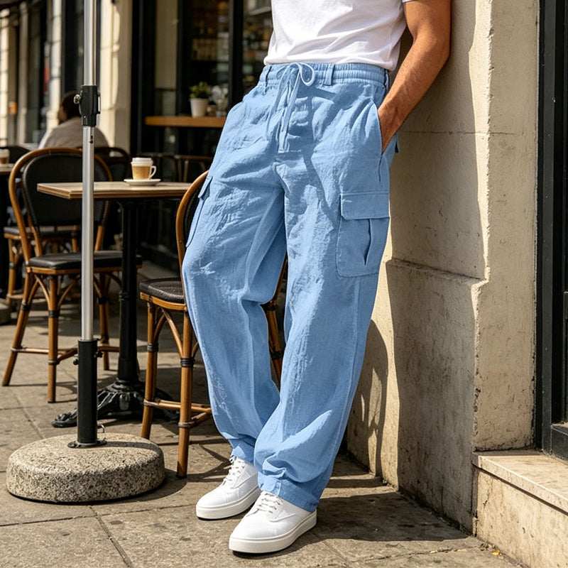 👖 LIMITED-TIME 50% OFF! ✨ Men's Cotton Linen Cargo Pants with Drawstring Waist – Breathable, Relaxed Fit, Multi-Pocket 🏔️