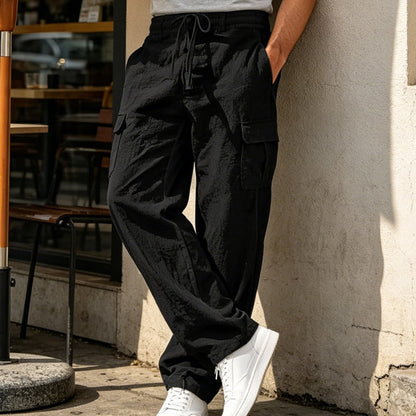 👖 LIMITED-TIME 50% OFF! ✨ Men's Cotton Linen Cargo Pants with Drawstring Waist – Breathable, Relaxed Fit, Multi-Pocket 🏔️
