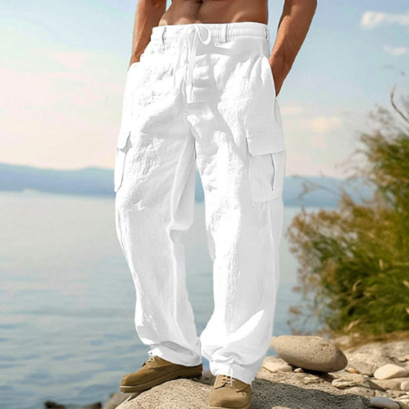 👖 LIMITED-TIME 50% OFF! ✨ Men's Cotton Linen Cargo Pants with Drawstring Waist – Breathable, Relaxed Fit, Multi-Pocket 🏔️