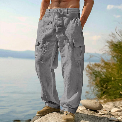👖 LIMITED-TIME 50% OFF! ✨ Men's Cotton Linen Cargo Pants with Drawstring Waist – Breathable, Relaxed Fit, Multi-Pocket 🏔️