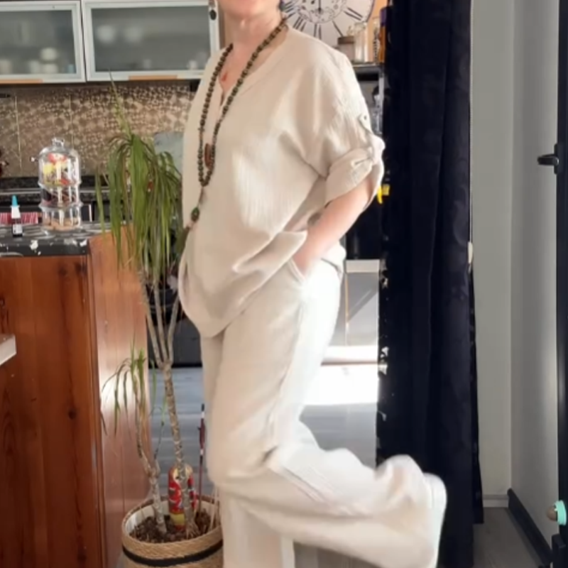 ✨👗Müheloser Chic: Bequemes Lounge-Set für Damen mit krempelbaren Ärmeln✈️Kostenloser Versand