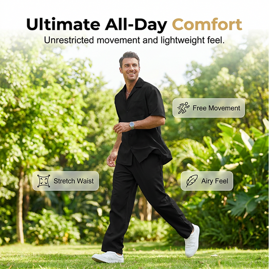📢📢50% OFF !! ⏰Men's Casual Short Sleeve Shirt and Pants Set