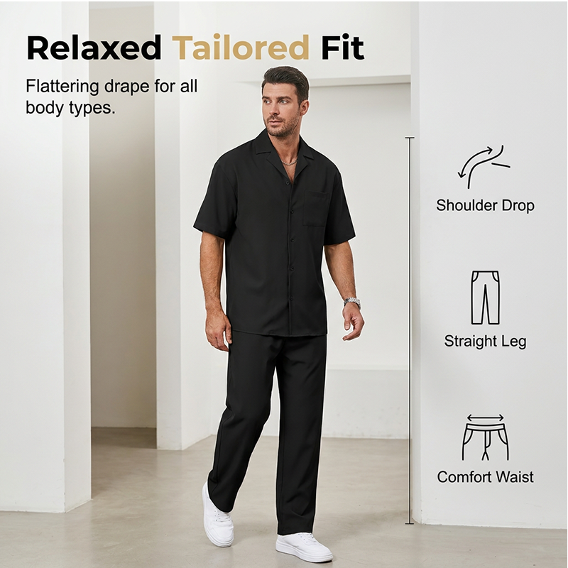 📢📢50% OFF !! ⏰Men's Casual Short Sleeve Shirt and Pants Set