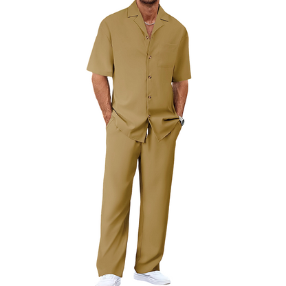 📢📢50% OFF !! ⏰Men's Casual Short Sleeve Shirt and Pants Set
