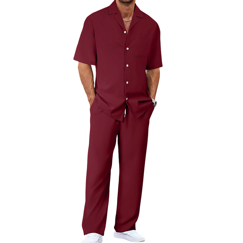 📢📢50% OFF !! ⏰Men's Casual Short Sleeve Shirt and Pants Set