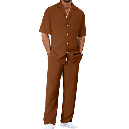 📢📢50% OFF !! ⏰Men's Casual Short Sleeve Shirt and Pants Set