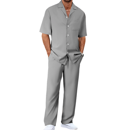 📢📢50% OFF !! ⏰Men's Casual Short Sleeve Shirt and Pants Set