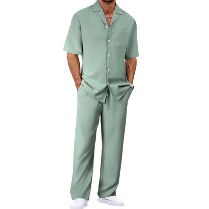 📢📢50% OFF !! ⏰Men's Casual Short Sleeve Shirt and Pants Set