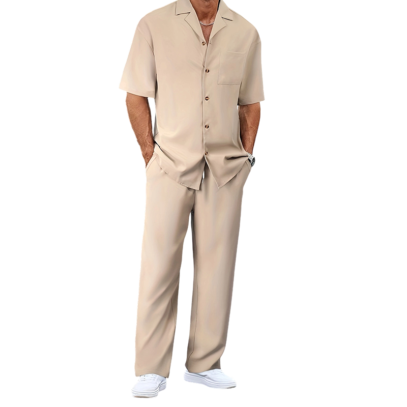 📢📢50% OFF !! ⏰Men's Casual Short Sleeve Shirt and Pants Set