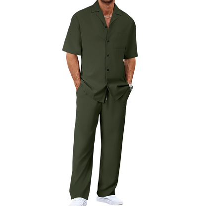 📢📢50% OFF !! ⏰Men's Casual Short Sleeve Shirt and Pants Set