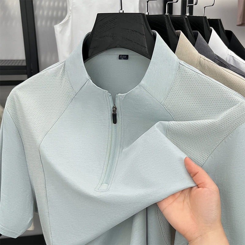 🏃 Stay Cool & Move Freely! 💨Men's Quick-Dry Half-Zip Athletic T-Shirt