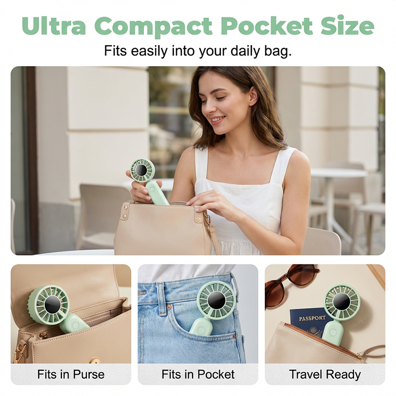 ❄️ Beat The Heat Anywhere! 🌬️Portable Handheld Fan With 5 Speeds & LED Display