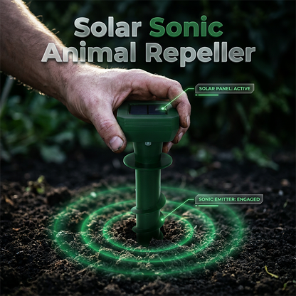 🌞🐭 Keep Your Garden Pest-Free – Solar Powered Ultrasonic Mole Repeller Stake