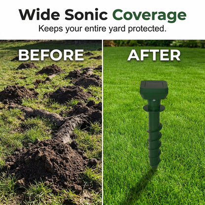 🌞🐭 Keep Your Garden Pest-Free – Solar Powered Ultrasonic Mole Repeller Stake