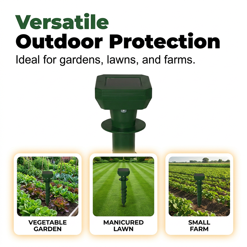 🌞🐭 Keep Your Garden Pest-Free – Solar Powered Ultrasonic Mole Repeller Stake