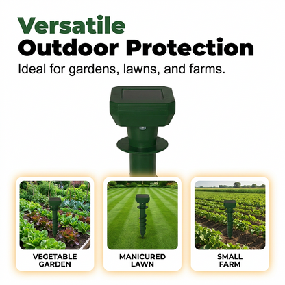 🌞🐭 Keep Your Garden Pest-Free – Solar Powered Ultrasonic Mole Repeller Stake