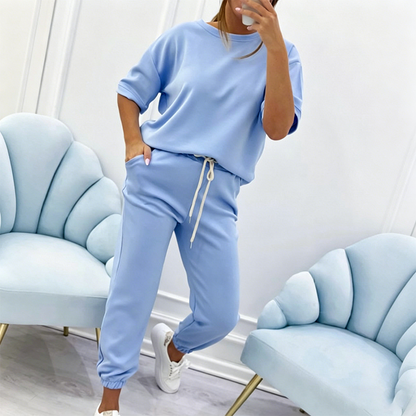 🔥 Zeitlich begrenzter Sale – bis zu 50% Rabatt💥Damen Freizeit Kurzarm Top & Hose Set
