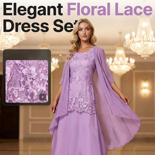 🌸 Turn Heads At Every Occasion – Women's Knee-Length Formal Dress and Cardigan Set