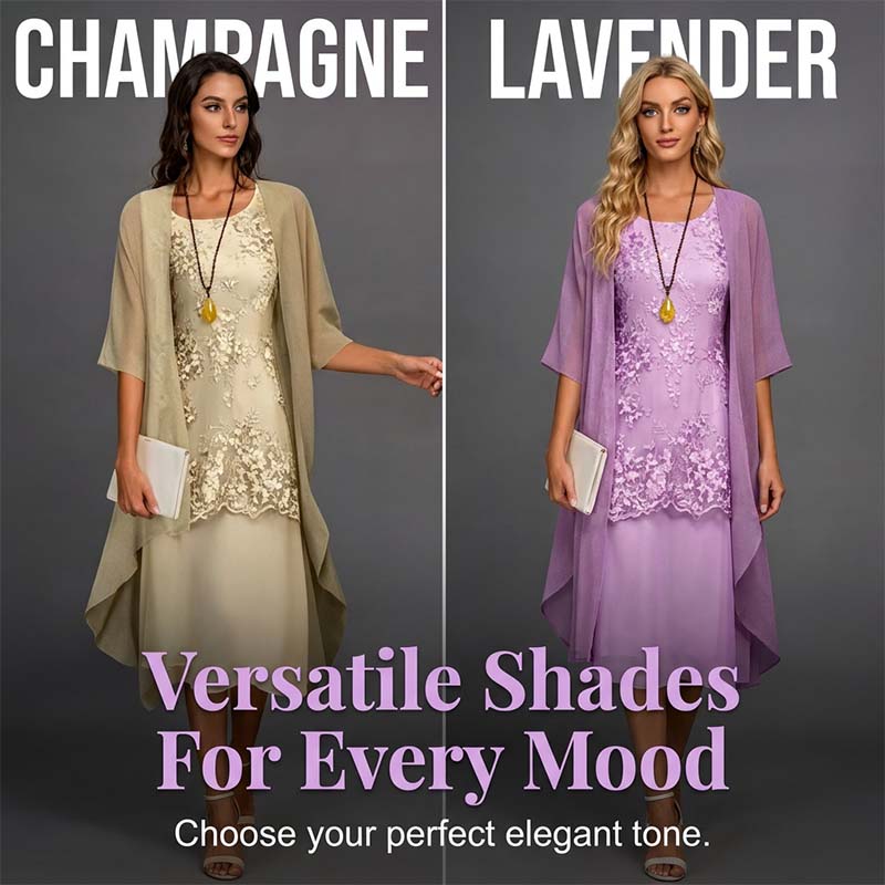 🌸 Turn Heads At Every Occasion – Women's Knee-Length Formal Dress and Cardigan Set
