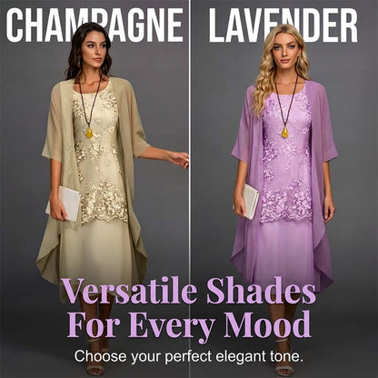 🌸 Turn Heads At Every Occasion – Women's Knee-Length Formal Dress and Cardigan Set