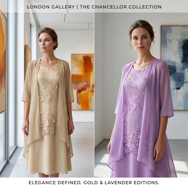 🌸 Turn Heads At Every Occasion – Women's Knee-Length Formal Dress and Cardigan Set