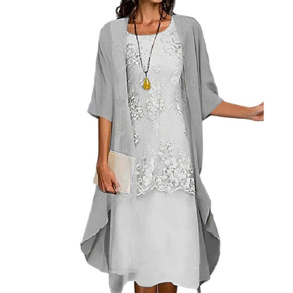 🌸 Turn Heads At Every Occasion – Women's Knee-Length Formal Dress and Cardigan Set
