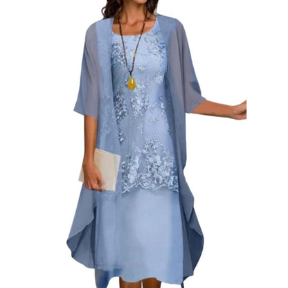 🌸 Turn Heads At Every Occasion – Women's Knee-Length Formal Dress and Cardigan Set