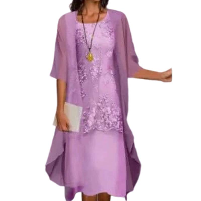🌸 Turn Heads At Every Occasion – Women's Knee-Length Formal Dress and Cardigan Set