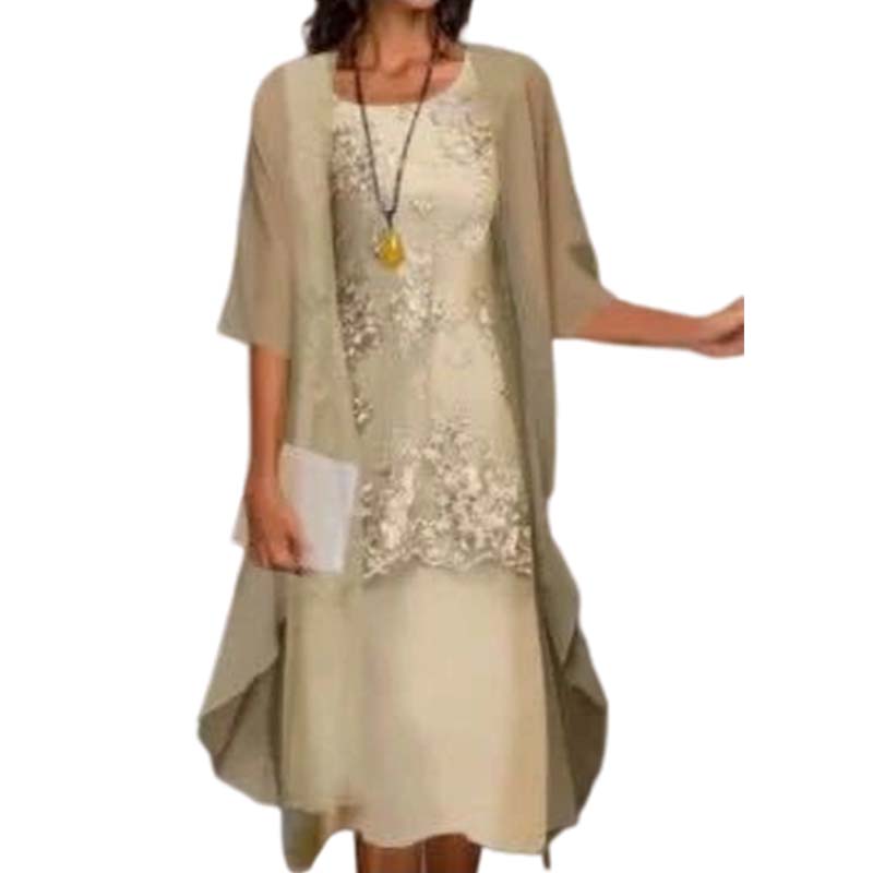 🌸 Turn Heads At Every Occasion – Women's Knee-Length Formal Dress and Cardigan Set