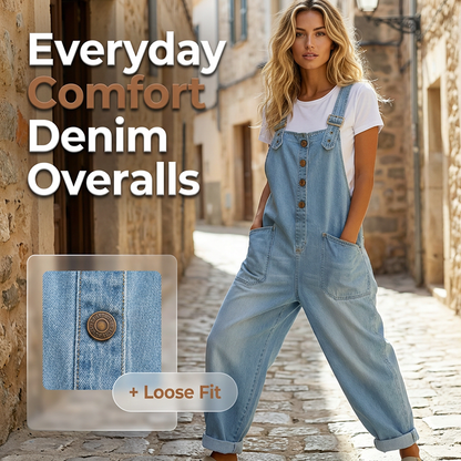 👖Lässige Baggy Jeans-Latzhose für Damen mit Taschen – Entspannter Stil, ganztägiger Komfort✨