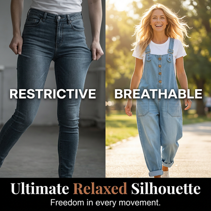 👖Lässige Baggy Jeans-Latzhose für Damen mit Taschen – Entspannter Stil, ganztägiger Komfort✨