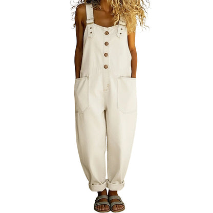 👖Lässige Baggy Jeans-Latzhose für Damen mit Taschen – Entspannter Stil, ganztägiger Komfort✨