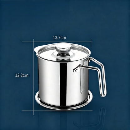 🛢️ Stainless Steel Oil Strainer Pot With Lid – Clean, Safe & Effortless🍳
