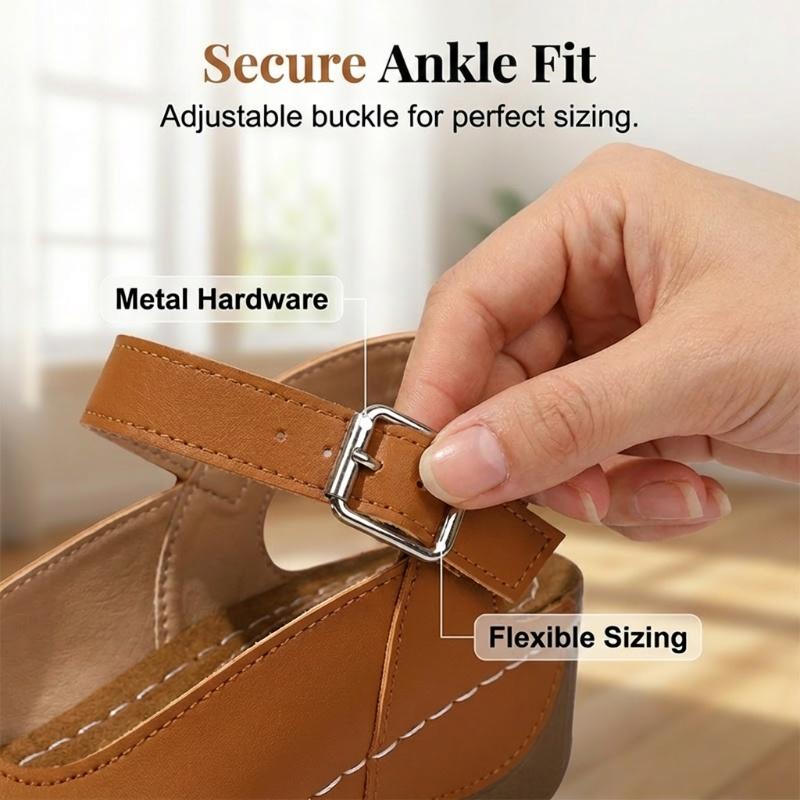 👡Women's Open Toe Wedge Sandals with Ankle Strap – Comfort Meets Style☀️