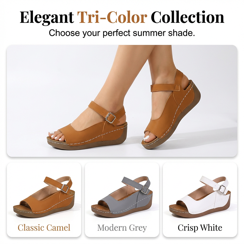 👡Women's Open Toe Wedge Sandals with Ankle Strap – Comfort Meets Style☀️