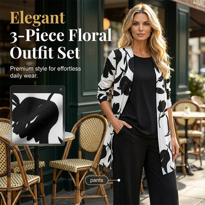 🌸 Müheloser Stil in einem wunderschönen, lässigen und bequemen 3-teiligen Outfit-Set für Damen ✨