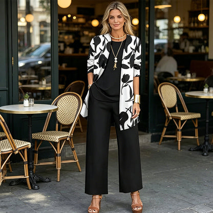 🌸 Müheloser Stil in einem wunderschönen, lässigen und bequemen 3-teiligen Outfit-Set für Damen ✨