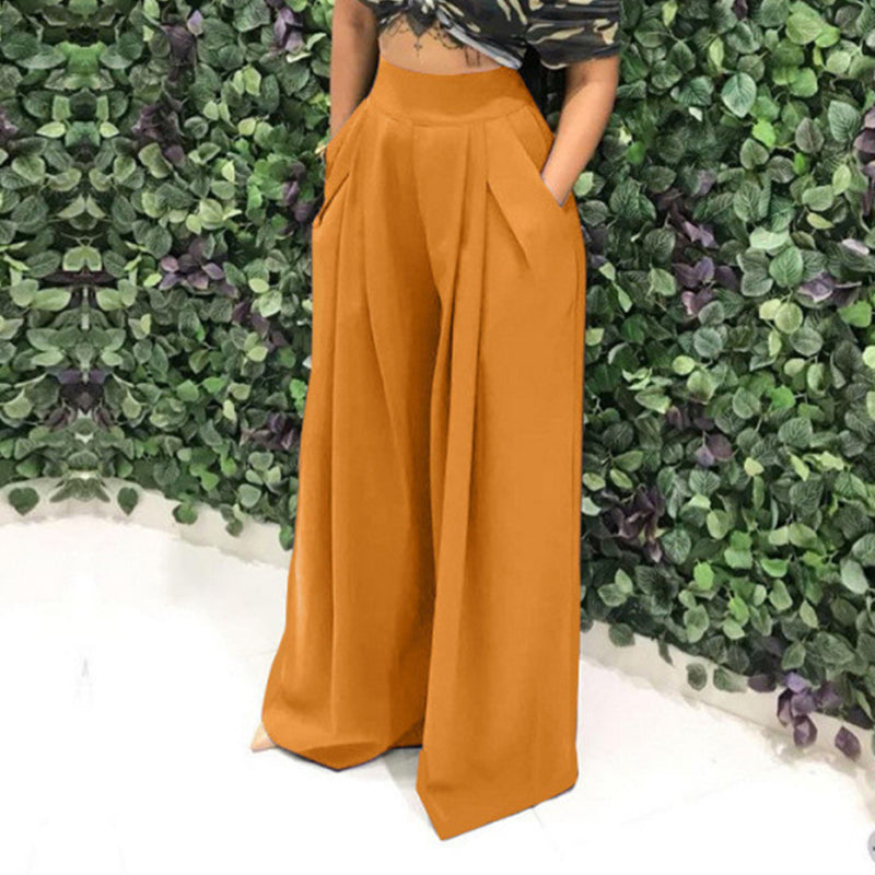 👖 JETZT 50 % RABATT!🌿 Elegante Damen-Hose mit hohem Bund – weitem Bein und Seitentaschen – Weiche, atmungsaktive Materialmischung in 15 Farben 🌿