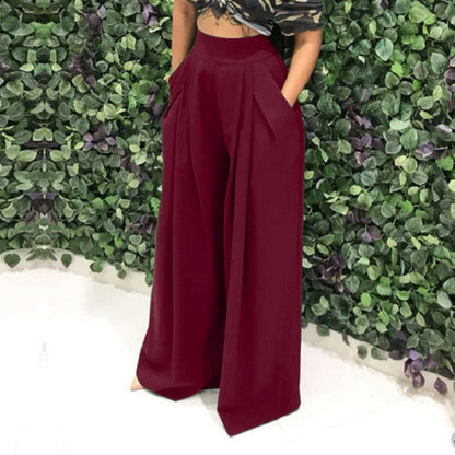 👖 JETZT 50 % RABATT!🌿 Elegante Damen-Hose mit hohem Bund – weitem Bein und Seitentaschen – Weiche, atmungsaktive Materialmischung in 15 Farben 🌿