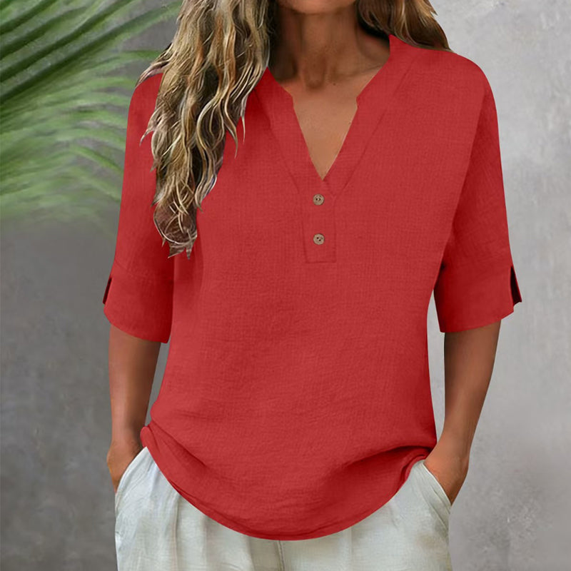 💥✨Befristetes 50 % Rabatt Sonderangebot 💫Damen Freizeit V-Ausschnitt Knopfleisten-Oberteil