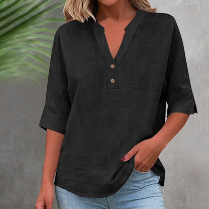 💥✨Befristetes 50 % Rabatt Sonderangebot 💫Damen Freizeit V-Ausschnitt Knopfleisten-Oberteil