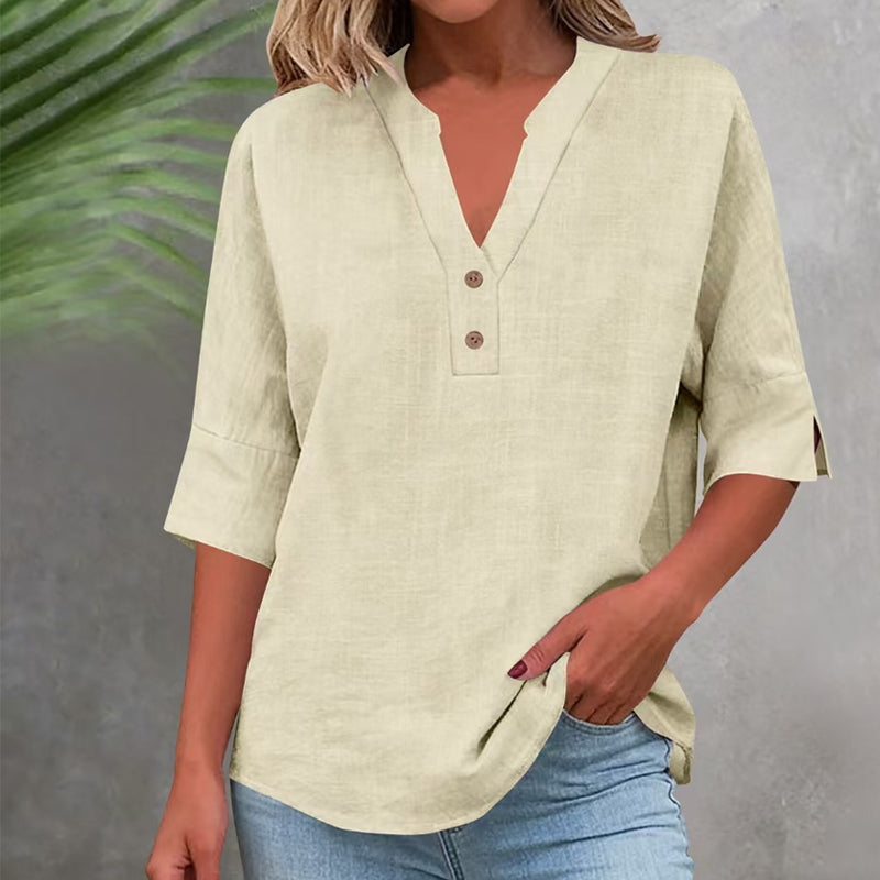 💥✨Befristetes 50 % Rabatt Sonderangebot 💫Damen Freizeit V-Ausschnitt Knopfleisten-Oberteil