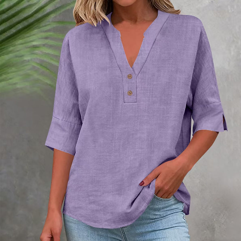 💥✨Befristetes 50 % Rabatt Sonderangebot 💫Damen Freizeit V-Ausschnitt Knopfleisten-Oberteil