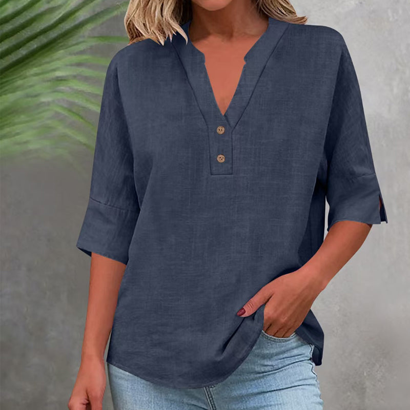 💥✨Befristetes 50 % Rabatt Sonderangebot 💫Damen Freizeit V-Ausschnitt Knopfleisten-Oberteil