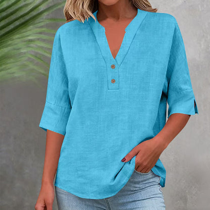 💥✨Befristetes 50 % Rabatt Sonderangebot 💫Damen Freizeit V-Ausschnitt Knopfleisten-Oberteil